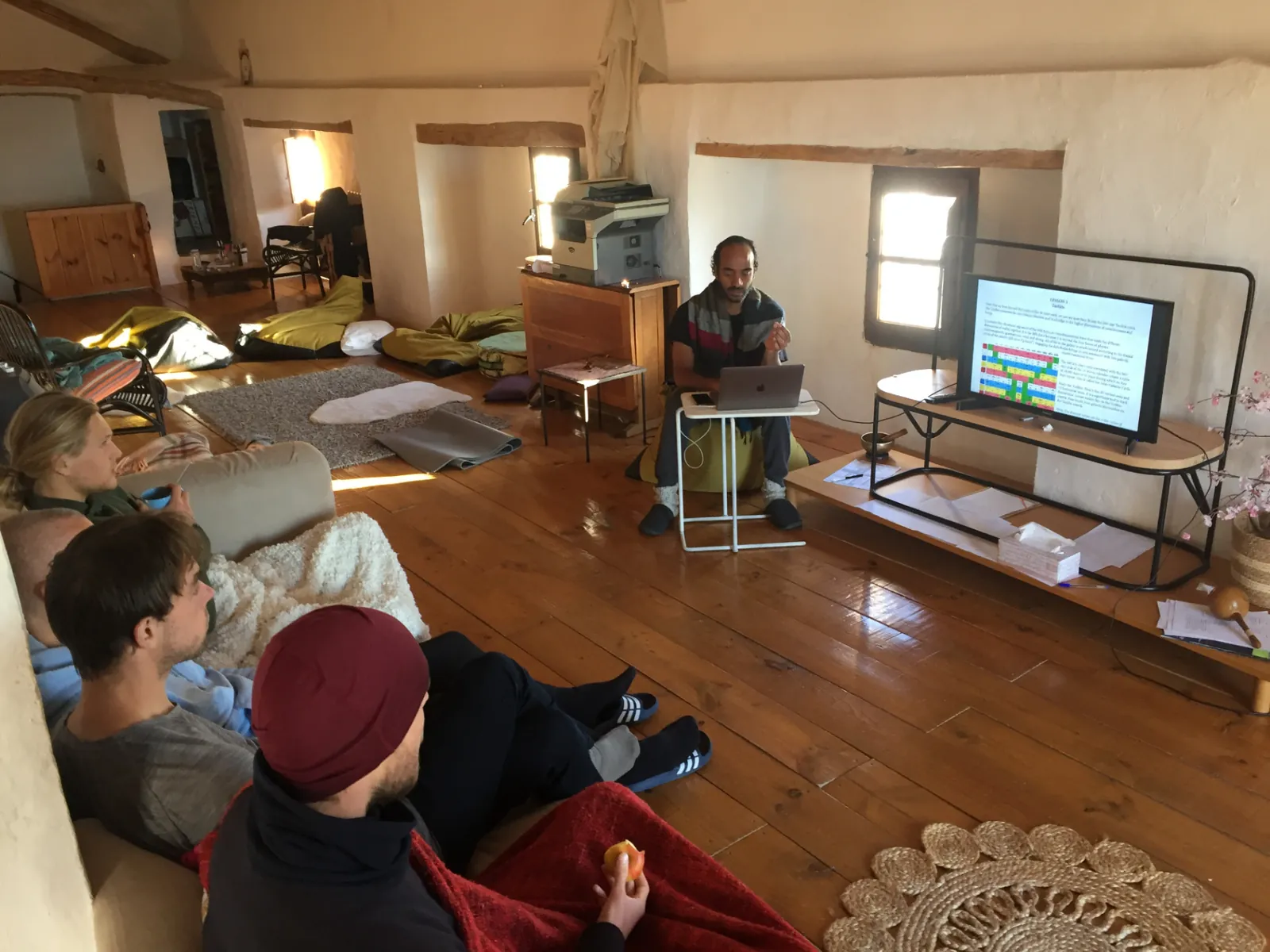An esoteric lesson held in a sunlit room