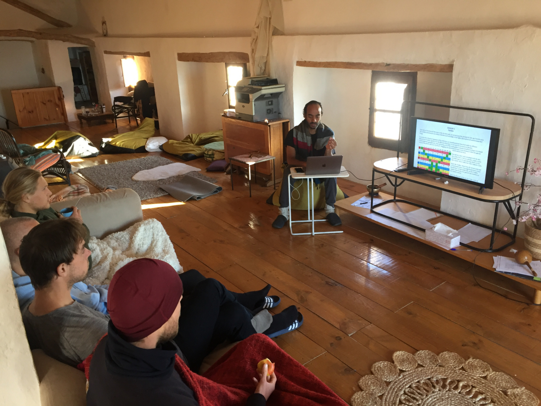 An esoteric lesson held in a sunlit room